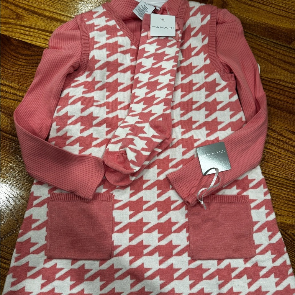 Tahari Pink and White Knit Sweater